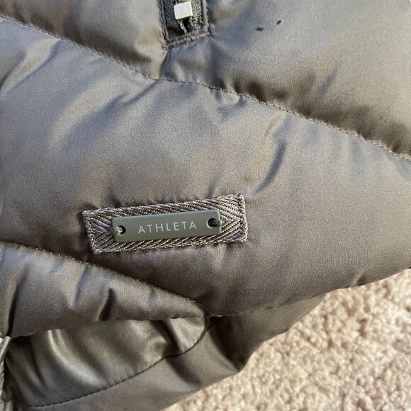 Athleta Olive Green Goose Down Tundra Sherpa Puffer Vest Quilted Women's Large - Picture 10 of 10